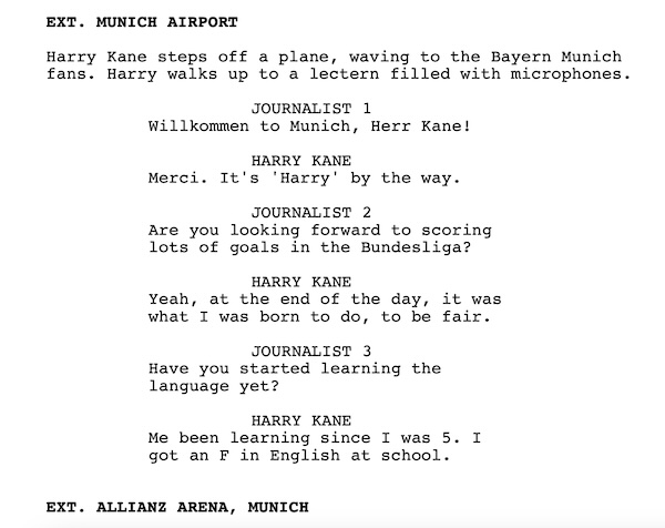 Harry Kane cartoon - Web Video Scriptwriting